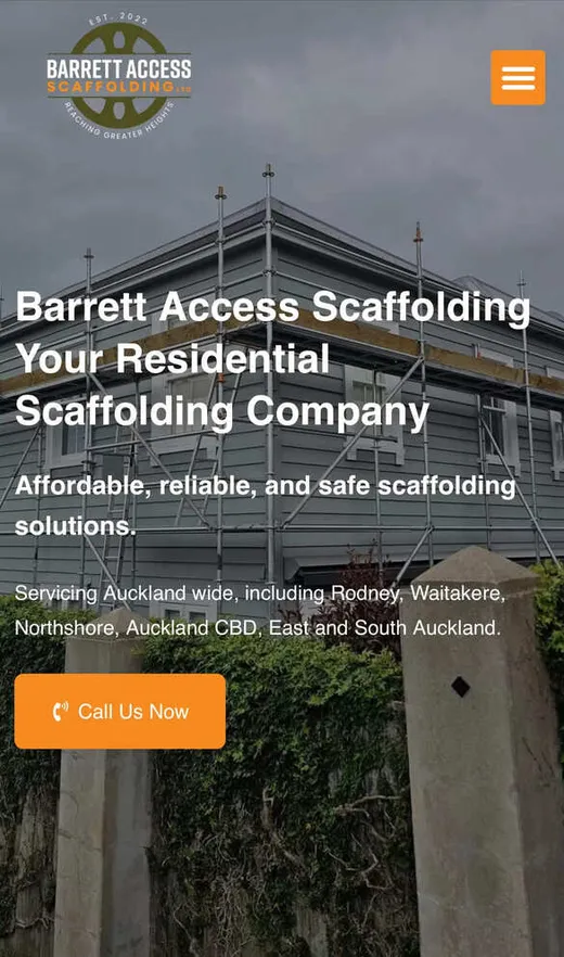 Barrett Access Scaffolding website built by Kiwi Web Design