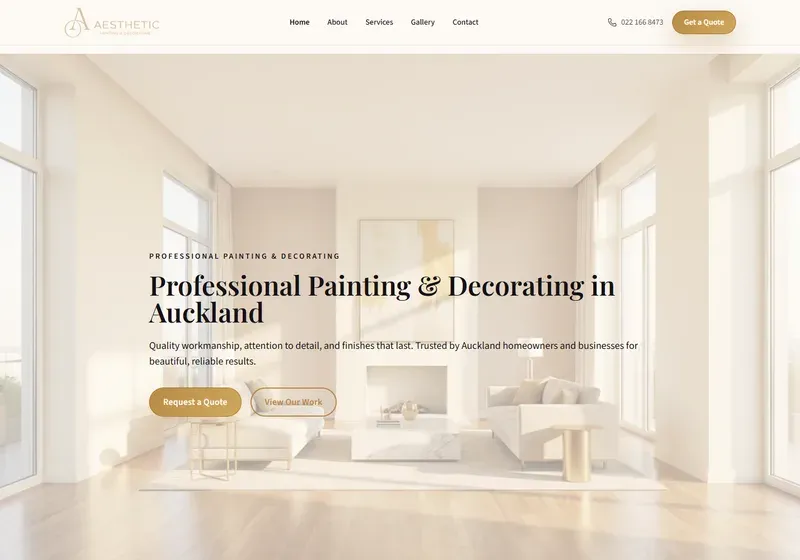 Screenshot of the Aesthetic Painting & Decorating website homepage