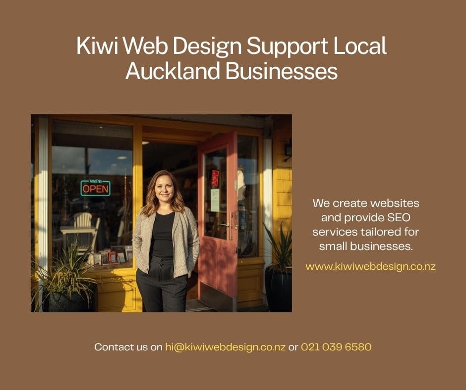 Professional digital illustration of a website working like a 24/7 salesperson with laptop, chat icons, and shopping cart graphics by Kiwi Web Design Auckland.