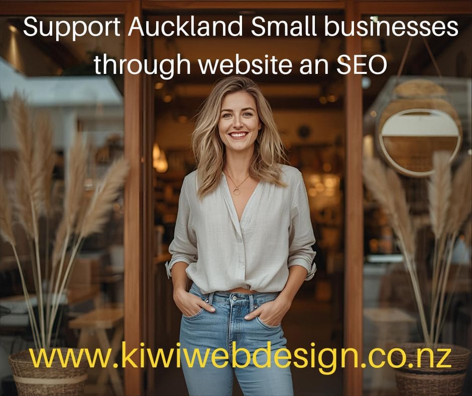 Auckland small business owner reviewing website design with Kiwi Web Design