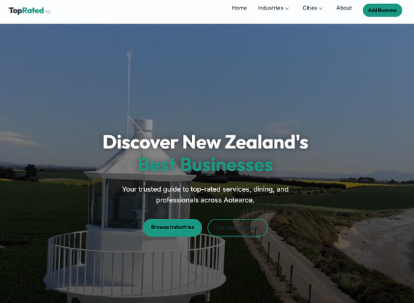 TopRated.nz Auckland business directory website built by Kiwi Web Design for local service discovery